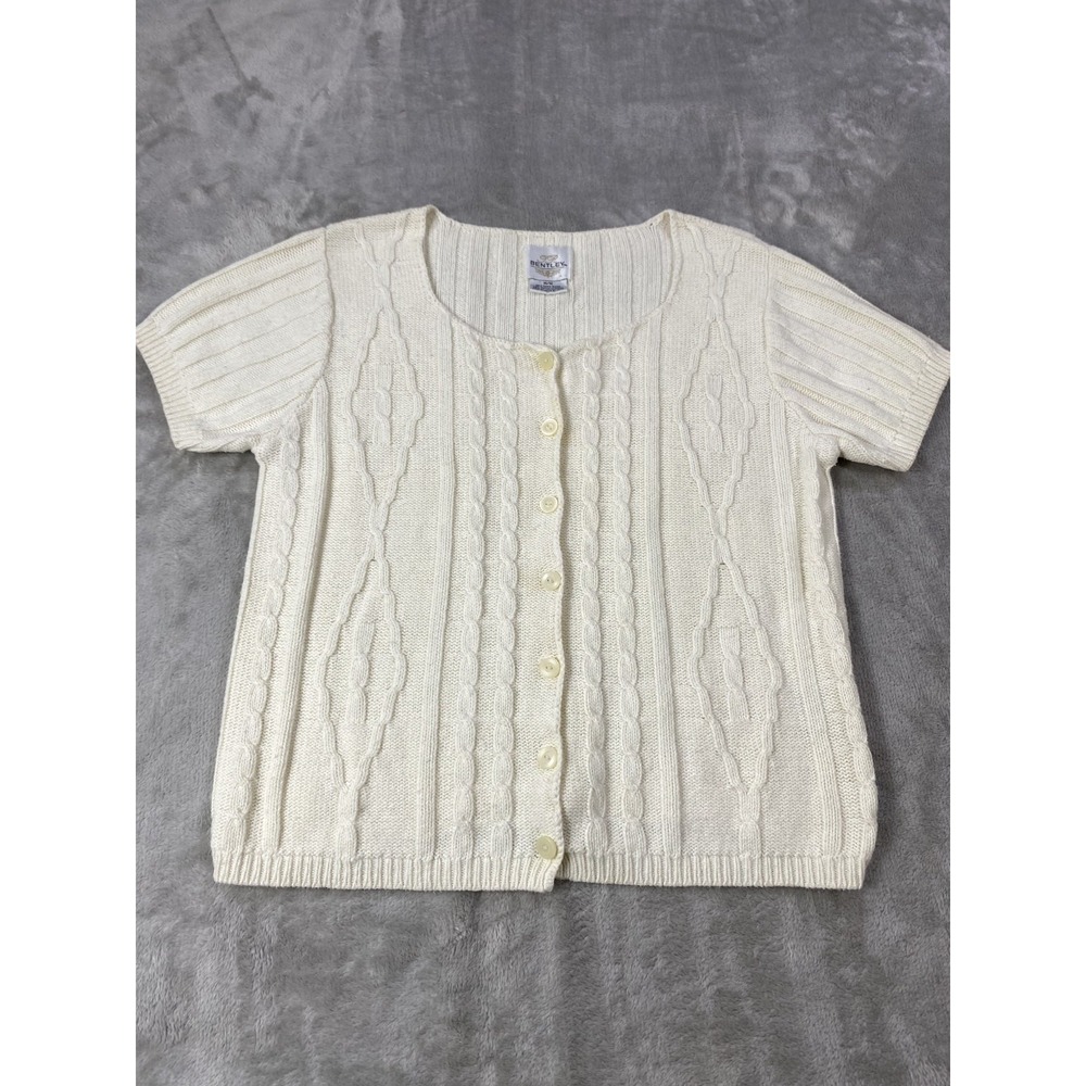 Vintage Bentley Sweater Women Medium Chunky Knit Pullover Pink Cottagecore Cable